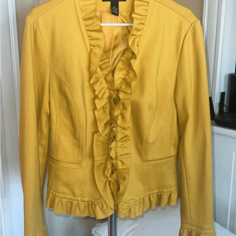 INC International Concepts Mustard Ruffled Blazer